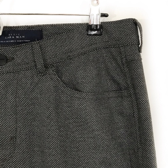 ZARA  Gray Black Textured Slim Pants - Picture 6 of 7